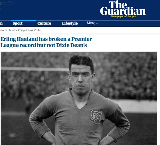 Erling Haaland has broken a Premier League record but not Dixie Dean’s